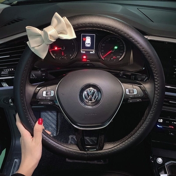 Δερμάτινο κάλυμμα τιμονιού με σχέδιο φιόγρου, στυλ Θεάς, κορεατικής μόδας, καθολική εφαρμογή, για όλες τις εποχές