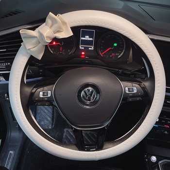 Δερμάτινο κάλυμμα τιμονιού με σχέδιο φιόγρου, στυλ Θεάς, κορεατικής μόδας, καθολική εφαρμογή, για όλες τις εποχές