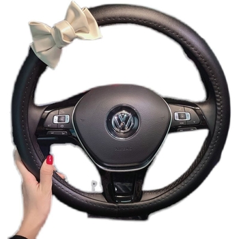 Δερμάτινο κάλυμμα τιμονιού με σχέδιο φιόγρου, στυλ Θεάς, κορεατικής μόδας, καθολική εφαρμογή, για όλες τις εποχές