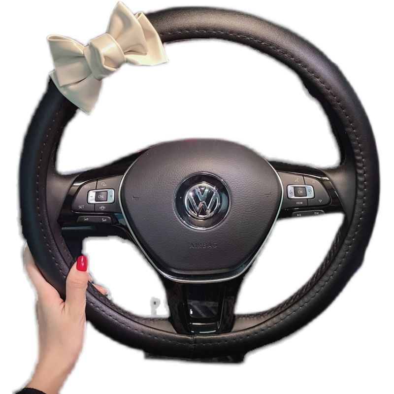 Δερμάτινο κάλυμμα τιμονιού με σχέδιο φιόγρου, στυλ Θεάς, κορεατικής μόδας, καθολική εφαρμογή, για όλες τις εποχές