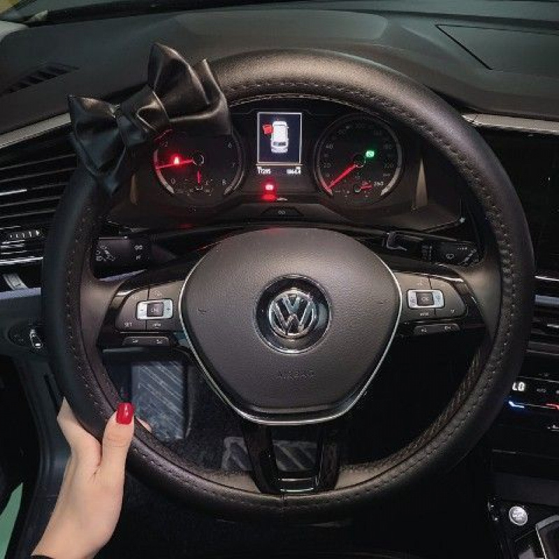 Δερμάτινο κάλυμμα τιμονιού με σχέδιο φιόγρου, στυλ Θεάς, κορεατικής μόδας, καθολική εφαρμογή, για όλες τις εποχές