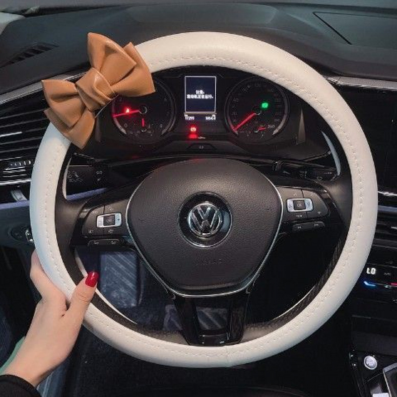 Δερμάτινο κάλυμμα τιμονιού με σχέδιο φιόγρου, στυλ Θεάς, κορεατικής μόδας, καθολική εφαρμογή, για όλες τις εποχές