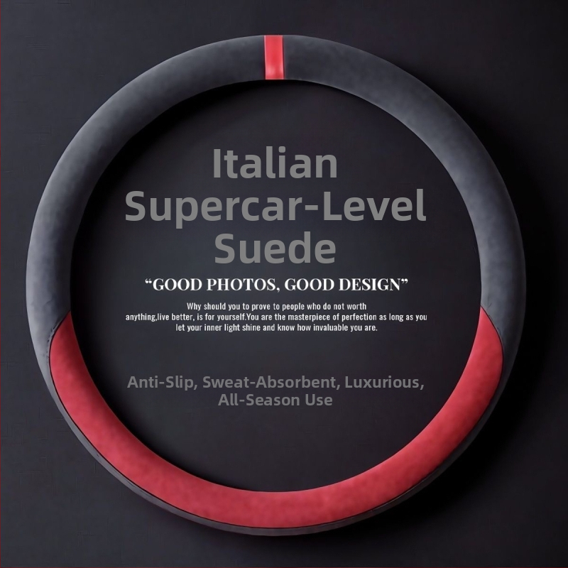 Κάλυμμα τιμονιού από σουέντ δέρμα, κατάλληλο για όλες τις εποχές, αντιολισθητικό, αναπνεύσιμο, ανθεκτικό στη φθορά