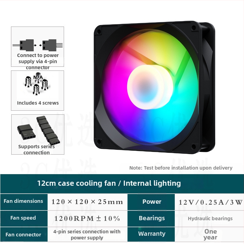 Chladiaci ventilátor pre notebook s RGB podsvietením, pre skriňu notebooku, vzduchové chladenie