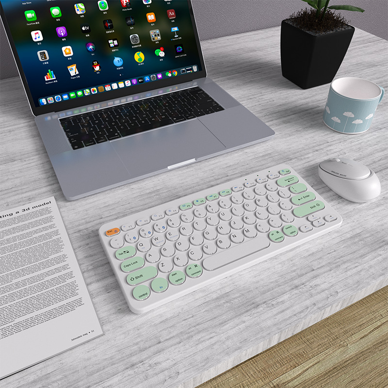 Set de tastatură și mouse wireless cu trei moduri, interfețe USB pentru tastatură și mouse, 1600 DPI, ergonomic, impermeabil