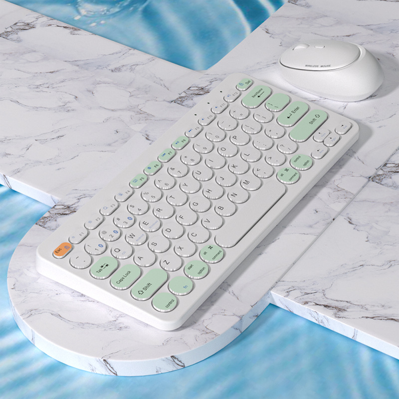 Set de tastatură și mouse wireless cu trei moduri, interfețe USB pentru tastatură și mouse, 1600 DPI, ergonomic, impermeabil