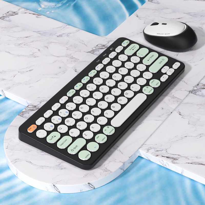 Set de tastatură și mouse wireless cu trei moduri, interfețe USB pentru tastatură și mouse, 1600 DPI, ergonomic, impermeabil