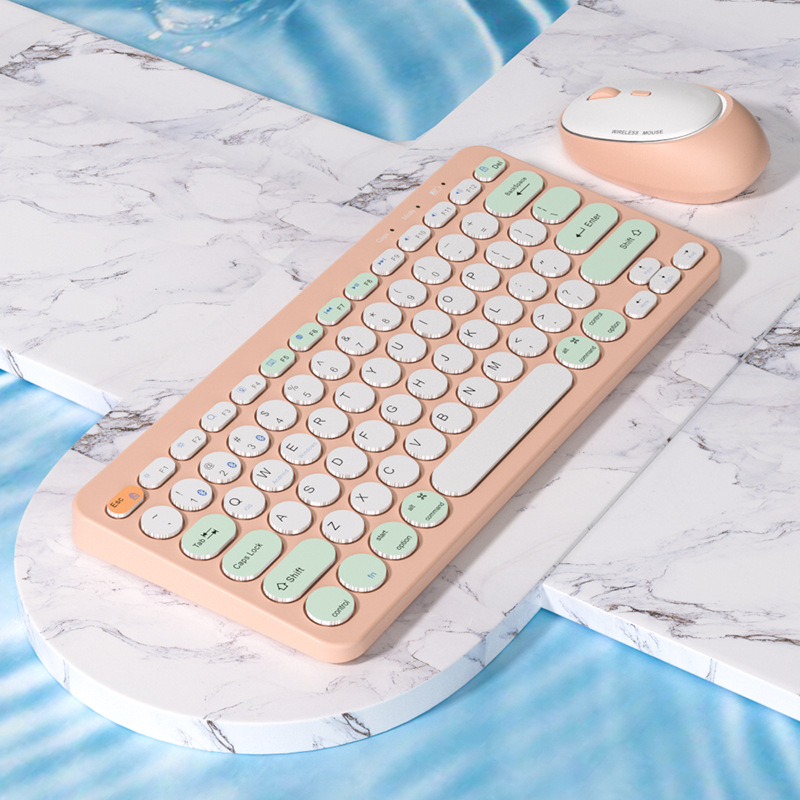 Set de tastatură și mouse wireless cu trei moduri, interfețe USB pentru tastatură și mouse, 1600 DPI, ergonomic, impermeabil