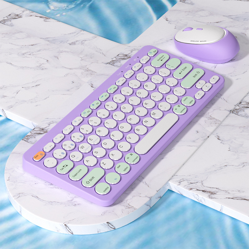 Set de tastatură și mouse wireless cu trei moduri, interfețe USB pentru tastatură și mouse, 1600 DPI, ergonomic, impermeabil