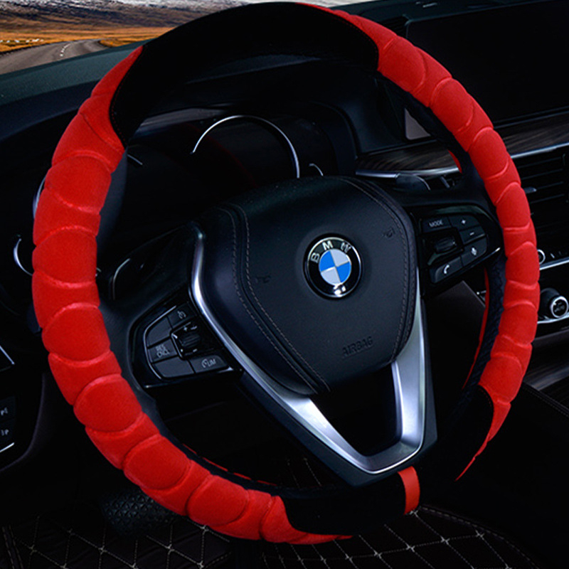 Κάλυμμα τιμονιού αυτοκινήτου - βελούδινη επιφάνεια, καθολική εφαρμογή, χειμερινή χρήση, αντιολισθητικό