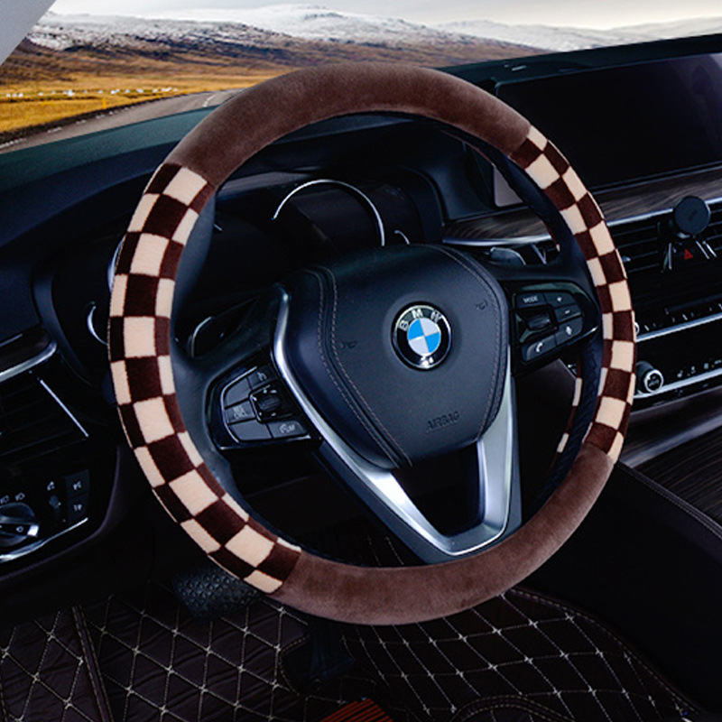 Κάλυμμα τιμονιού αυτοκινήτου - βελούδινη επιφάνεια, καθολική εφαρμογή, χειμερινή χρήση, αντιολισθητικό