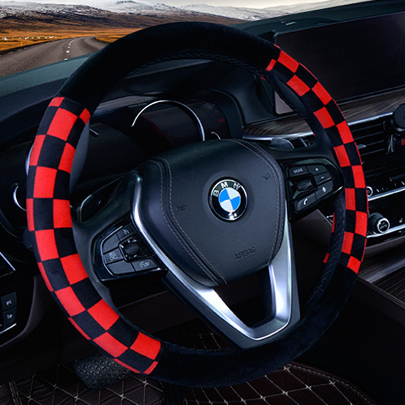 Κάλυμμα τιμονιού αυτοκινήτου - βελούδινη επιφάνεια, καθολική εφαρμογή, χειμερινή χρήση, αντιολισθητικό