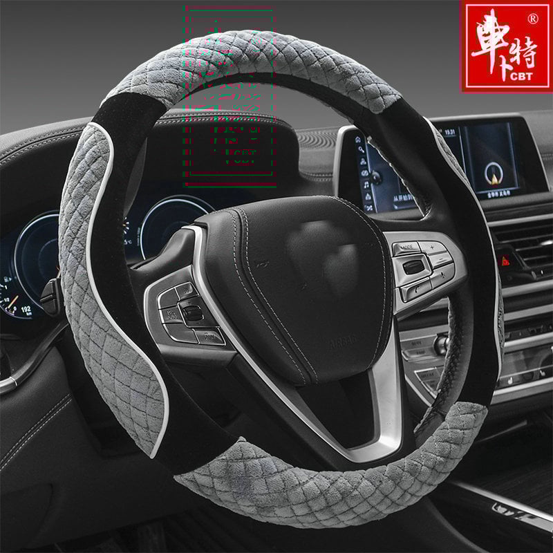 Κάλυμμα τιμονιού - Αντιολισθητικό, χειμερινό από τεχνητό χνουδωτό ύφασμα, γενική συμβατότητα, γενική εγκατάσταση