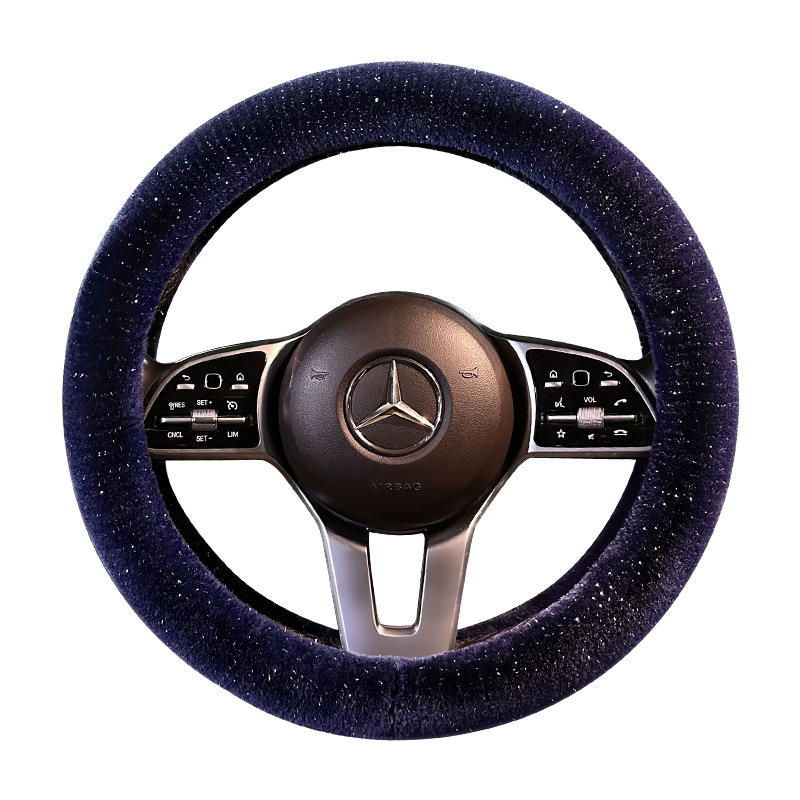 Mushang Κάλυμμα τιμονιού αυτοκινήτου από συνθετικό βελούδο, χειμερινό, απλό στυλ, εγκατάσταση για όλα τα τιμόνια