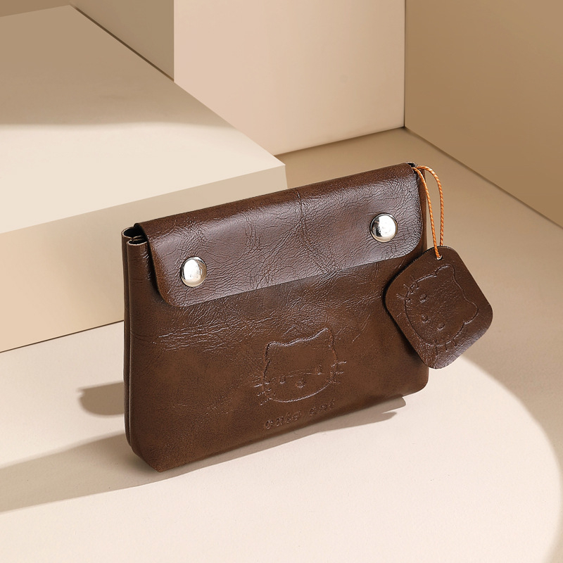 Novčanik za novčiće s reljefnim mačjim motivom i privjeskom, retro stil, PU materijal, unisex, pogodan za pohranu