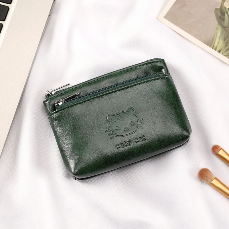 Novčanik za novčiće s reljefnim mačjim motivom i privjeskom, retro stil, PU materijal, unisex, pogodan za pohranu