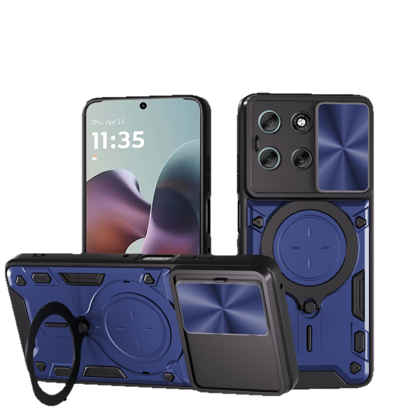 Aizsargājošais gadījums Moto G56 5G ar mehānisku turētāju, PC+TPU, pretslīdēšana, magnētiska piestiprināšana