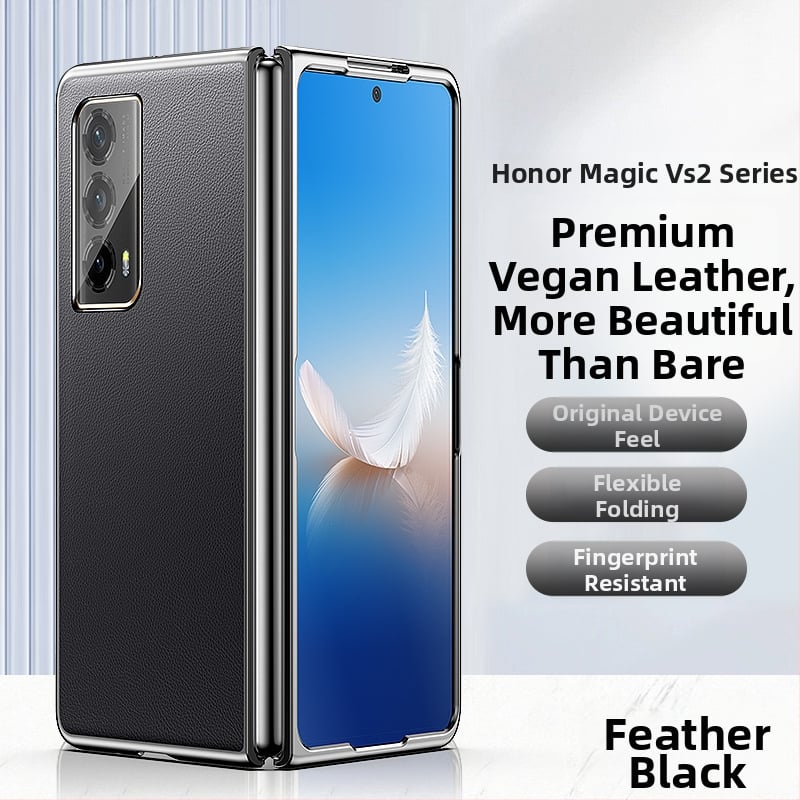 Pouzdro pre Honor Magic Vs 2 – syntetická koža, elektroplataný okraj, ochrana skladacieho displeja, pevný kryt