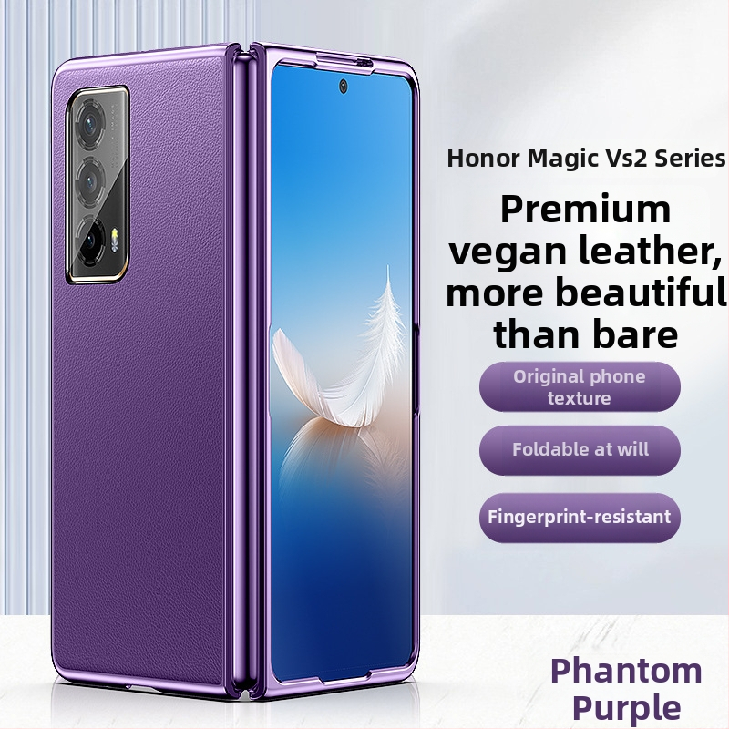 Pouzdro pre Honor Magic Vs 2 – syntetická koža, elektroplataný okraj, ochrana skladacieho displeja, pevný kryt