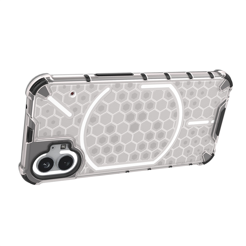 Nothing Phone 1 διαφανής Honeycomb θήκη για προστασία από πτώσεις, κατασκευή TPU+PC, έγχυση με μορφοποίηση, δύο σε ένα δημιουργικός σχεδιασμός, μετάδοση ήχου