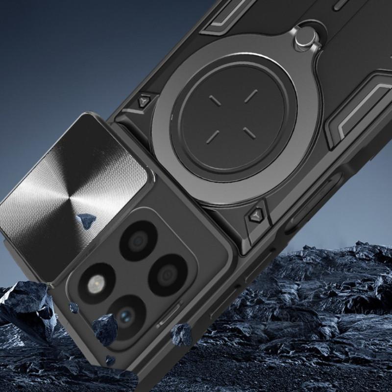 Кейс за Huawei Glory X9B/X9C със прозорец за обектива, магнитен държач, удароустойчив матов PC протектор