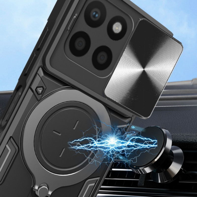 Кейс за Huawei Glory X9B/X9C със прозорец за обектива, магнитен държач, удароустойчив матов PC протектор