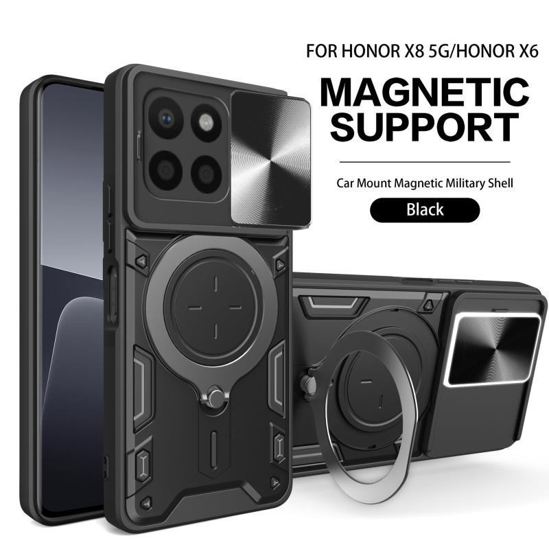 Кейс за Huawei Glory X9B/X9C със прозорец за обектива, магнитен държач, удароустойчив матов PC протектор