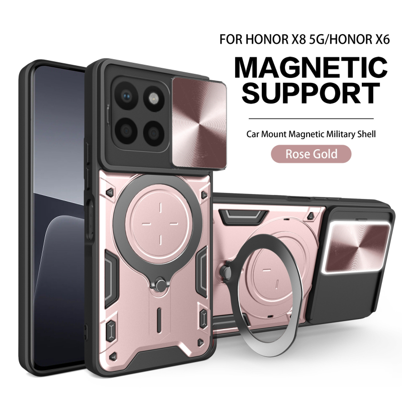 Кейс за Huawei Glory X9B/X9C със прозорец за обектива, магнитен държач, удароустойчив матов PC протектор