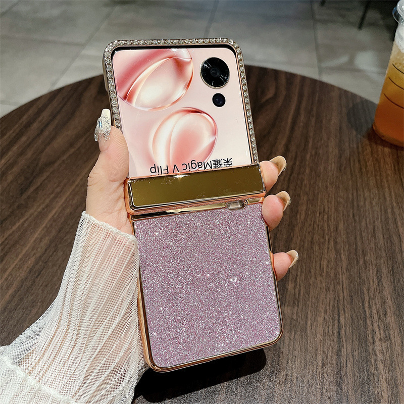 Husă pentru Honor Magic V Flip cu ecran pliabil, luciu electroplacat, acoperire completă, protecție antișoc, antiuzură și antiamprente