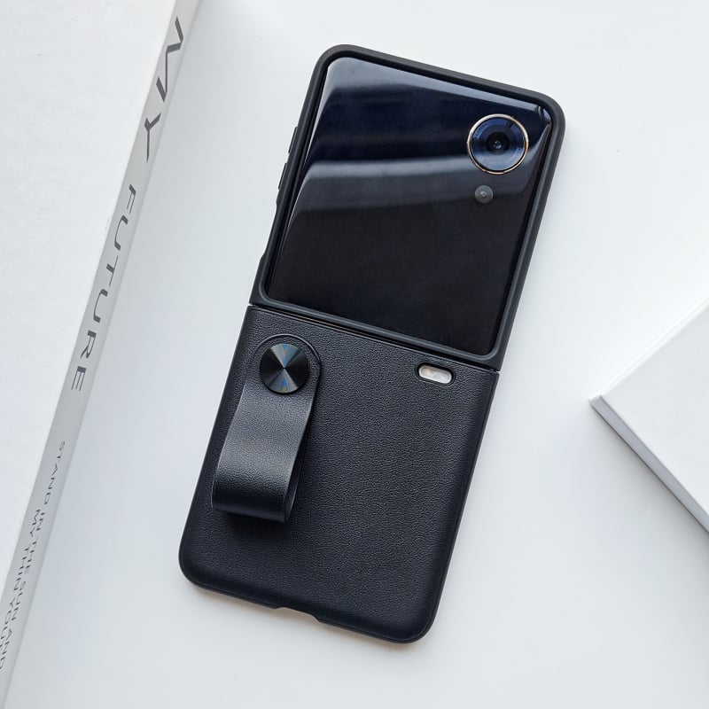 Tālruņa lieta ar rokas saiti Honor Magic V Flip2 – mākslīgā āda, matēts virsma, pilnīgs ciets vāciņš, pret kritieniem, pielāgošanas iespēja