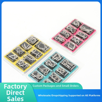 Пъзел с девет звена от метал – образователна игра за отключване, опаковка в кутия, персонализиране на лого