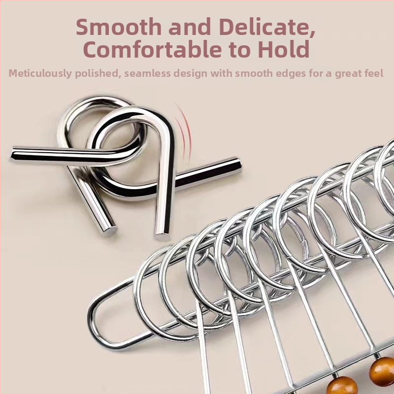 Devynių grandinių metalinis galvosūkis – švietimo žaislas atblokavimui, dėžutėje pakuotas, logotipo personalizavimas