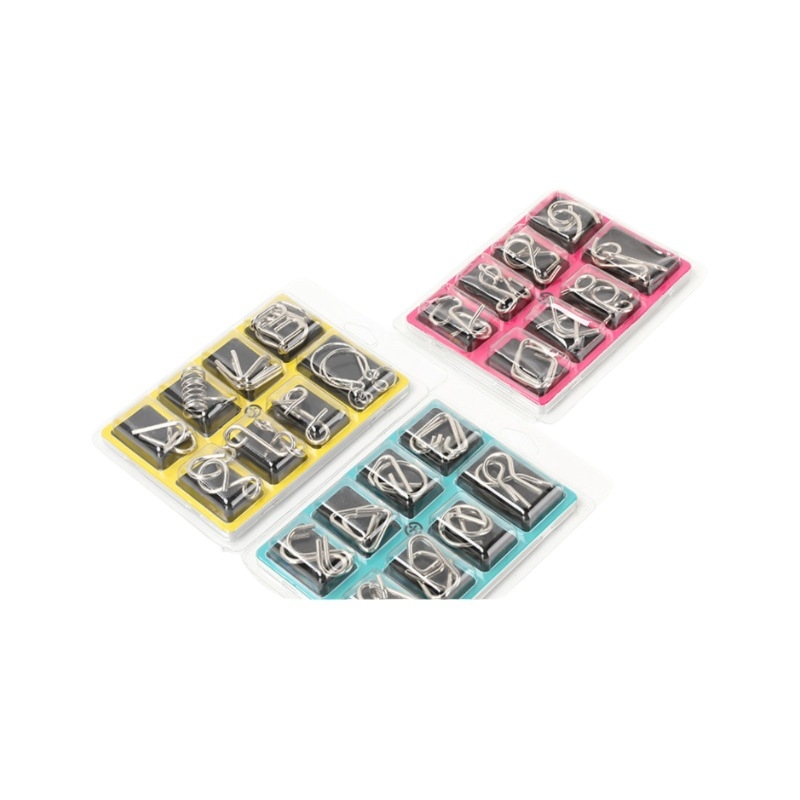 Пъзел с девет звена от метал – образователна игра за отключване, опаковка в кутия, персонализиране на лого