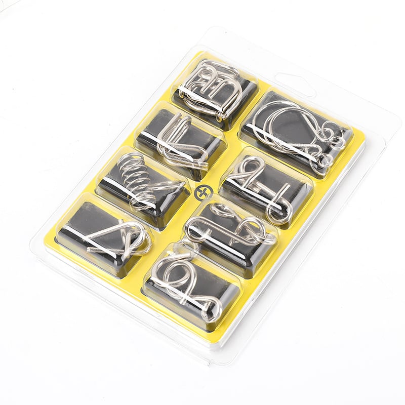 Пъзел с девет звена от метал – образователна игра за отключване, опаковка в кутия, персонализиране на лого