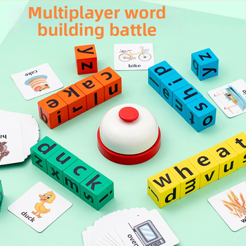 Medinės žodžių kortelės Montessori ankstyvajai ugdymui – statybiniai blokai vaikams 4–6 metų, žodžių rašymas, OEM logotipas