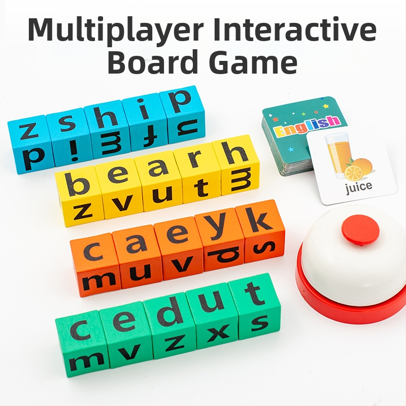 Puidust sõnakaardid Montessori varajaseks hariduseks – ehitusklotsid 4–6-aastastele lastele, sõnade õigekiri, OEM logo