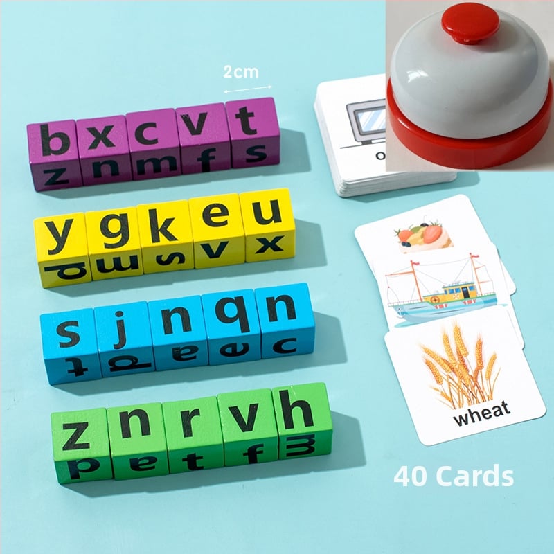 Medinės žodžių kortelės Montessori ankstyvajai ugdymui – statybiniai blokai vaikams 4–6 metų, žodžių rašymas, OEM logotipas