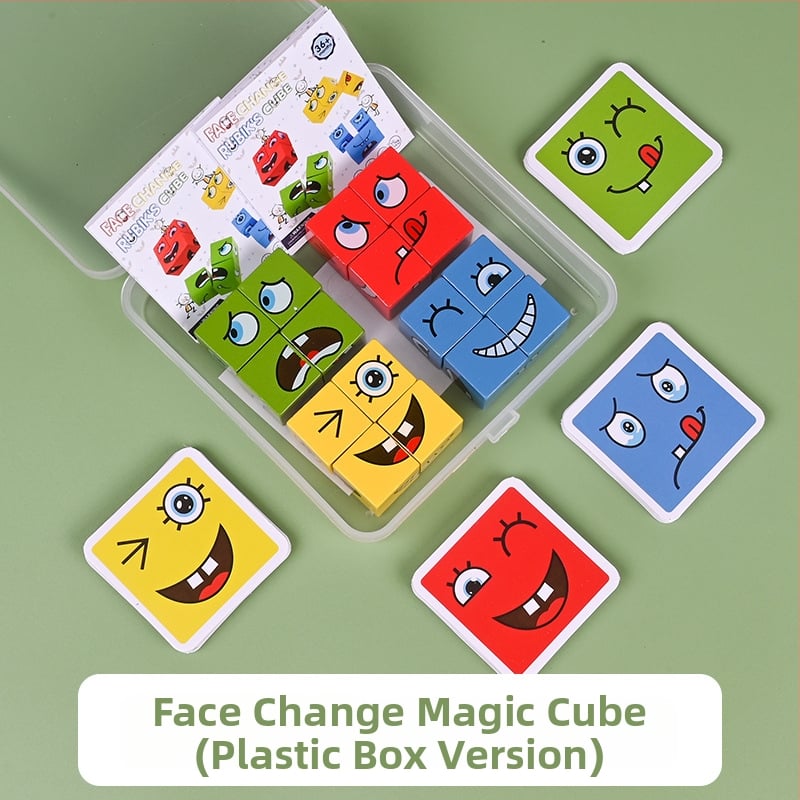 Mediniai veidų keitimo kubeliai vaikams – ugdymo statybiniai blokeliai, amžius 4–6 m., 0–38 vnt., vandens pagrindo saugi dažai