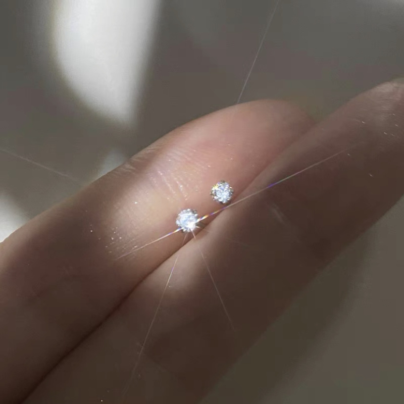 S999 Sterling Silver Earbone studovi za žene, minimalistički i kompaktni, sitni šareni dijamanti za piercing uha, svestrane i luksuzne naušnice u Instagram stilu