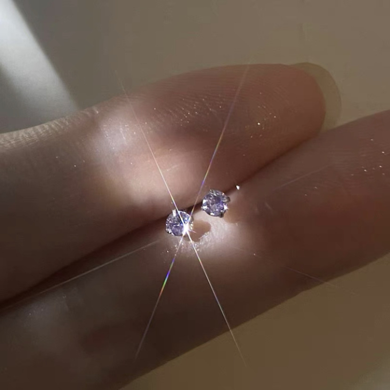 S999 Sterling Silver Earbone studovi za žene, minimalistički i kompaktni, sitni šareni dijamanti za piercing uha, svestrane i luksuzne naušnice u Instagram stilu