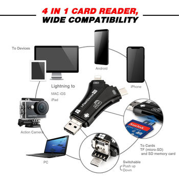 Mini OTG 4-in-1 čitač kartica za Apple uređaje — USB 2.0 podrška SD/TF