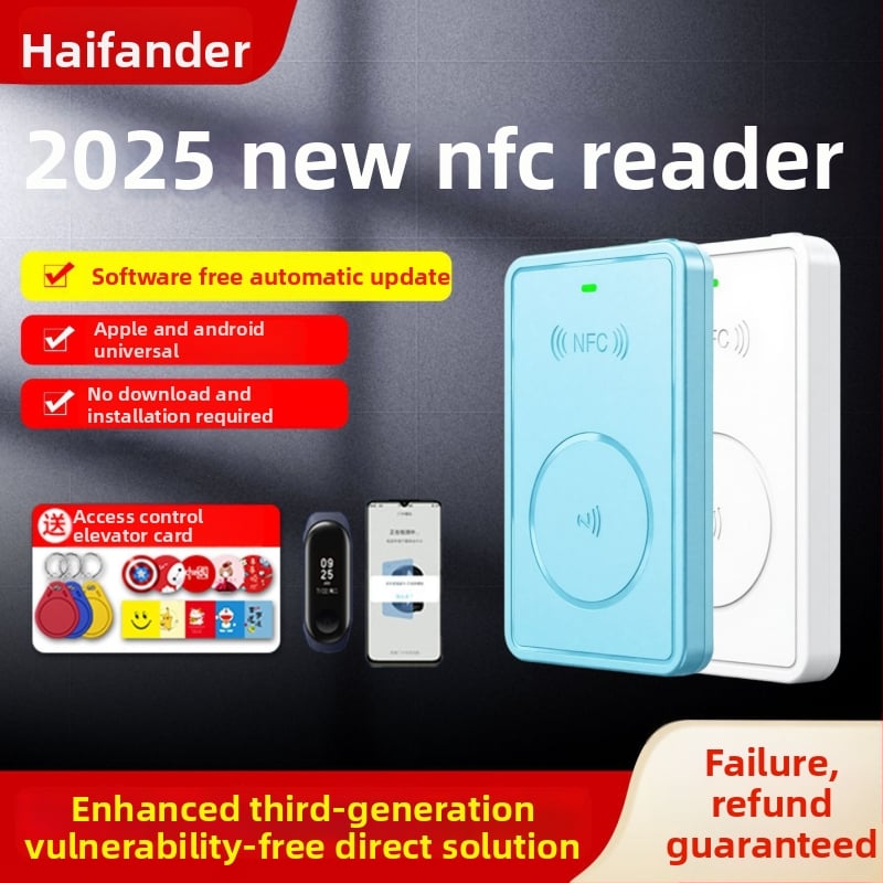 Hifonder Bluetooth NFC čitač-zapisivač za ID/IC kartice – bežično čitanje, 13,56/125 kHz, domet 1–6 cm, Bluetooth model