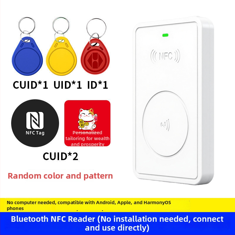 Hifonder Bluetooth NFC čitač-zapisivač za ID/IC kartice – bežično čitanje, 13,56/125 kHz, domet 1–6 cm, Bluetooth model