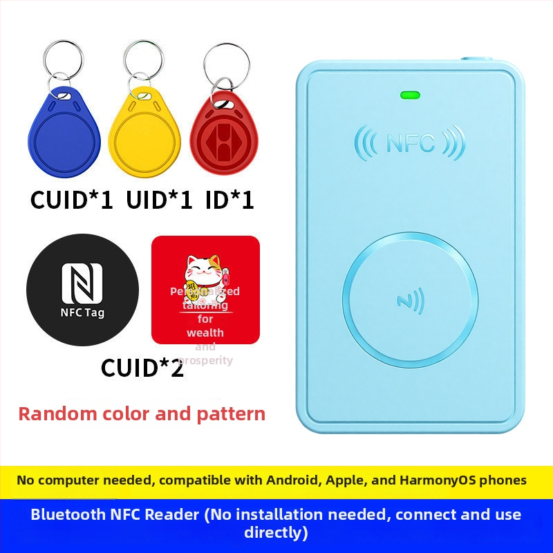 Hifonder Bluetooth NFC čitač-zapisivač za ID/IC kartice – bežično čitanje, 13,56/125 kHz, domet 1–6 cm, Bluetooth model