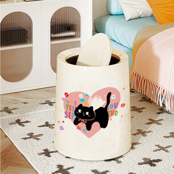 Plastikinė šiukšlių dėžė bačkos formos, 12 L+ talpa, namų naudojimui, paspaudimo atidarymas