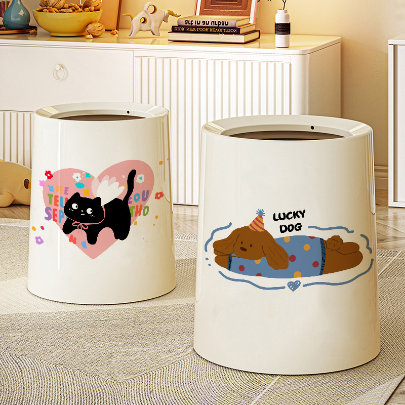 Plastikinė šiukšlių dėžė bačkos formos, 12 L+ talpa, namų naudojimui, paspaudimo atidarymas