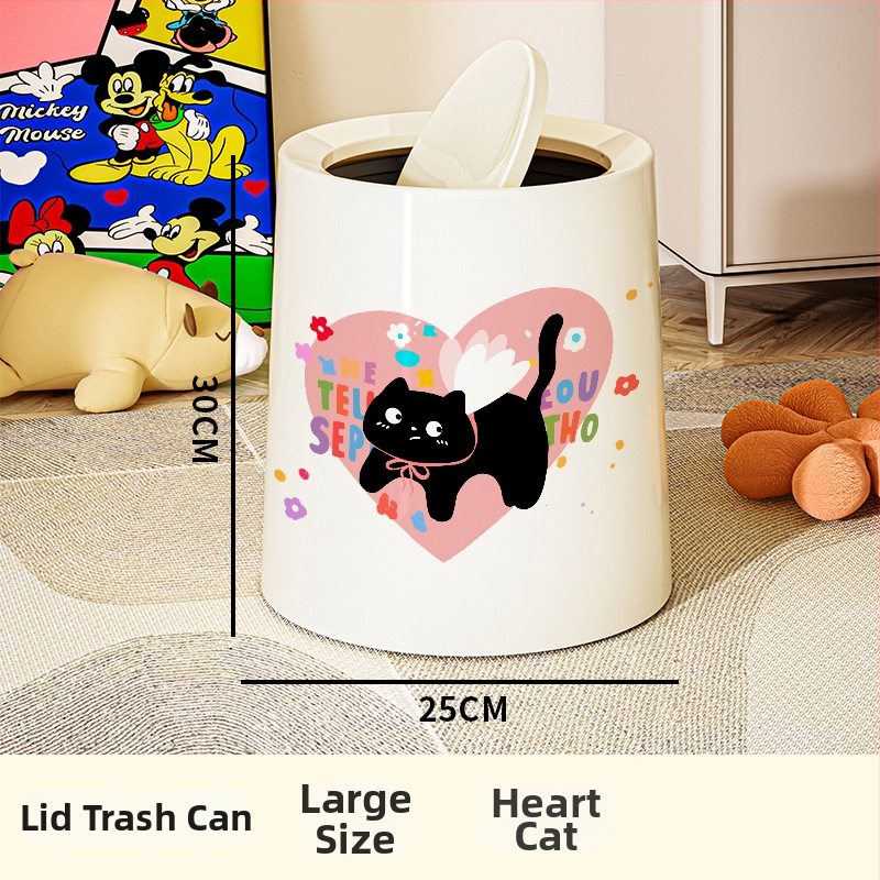 Plastikinė šiukšlių dėžė bačkos formos, 12 L+ talpa, namų naudojimui, paspaudimo atidarymas