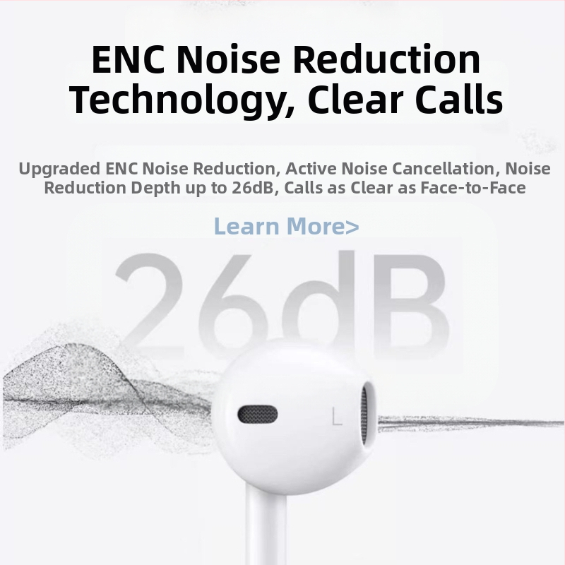 Type-C laidinės ausinės į ausį su judančia ritė, 1,2 m kabelis, jautrumas 110 dB