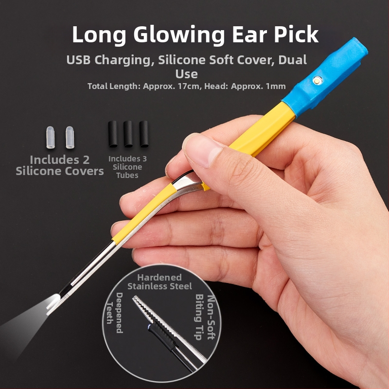Shunwanjia spīdīgā auss karote ar vizuālo endoskopu, USB uzlāde, nerūsējošais tērauds