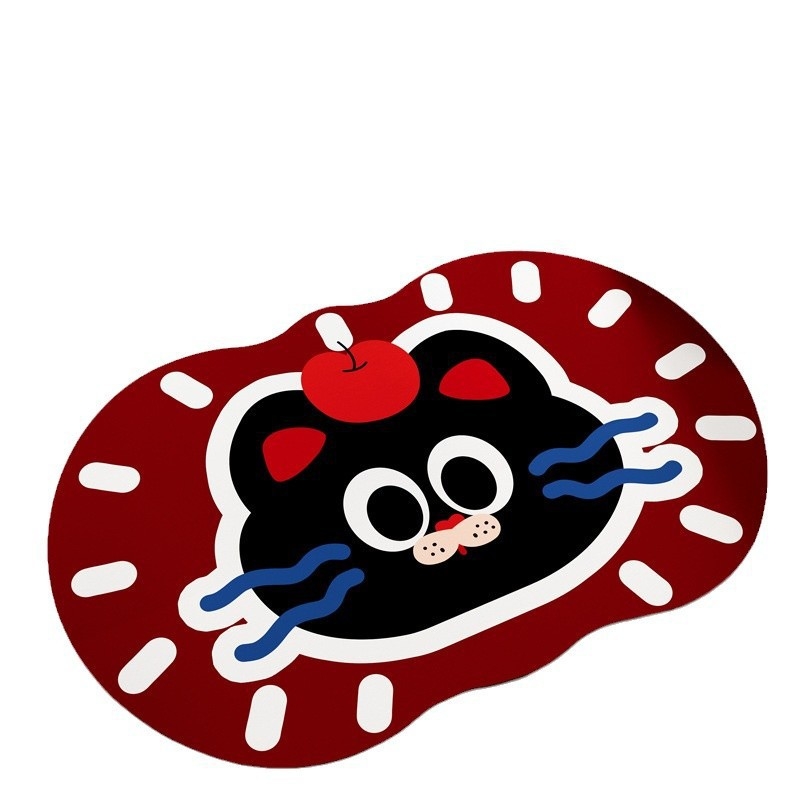 Подложка за вход и баня с принт на забавни животни, полиестерно влакно, пране, абсорбираща, стил 31755